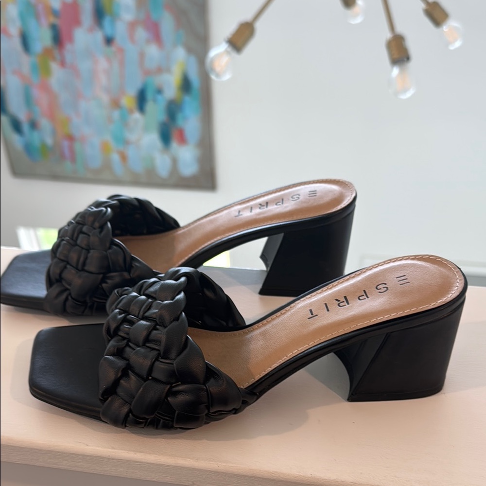Esprit Black Braided Block Heels - Picture 2 of 4